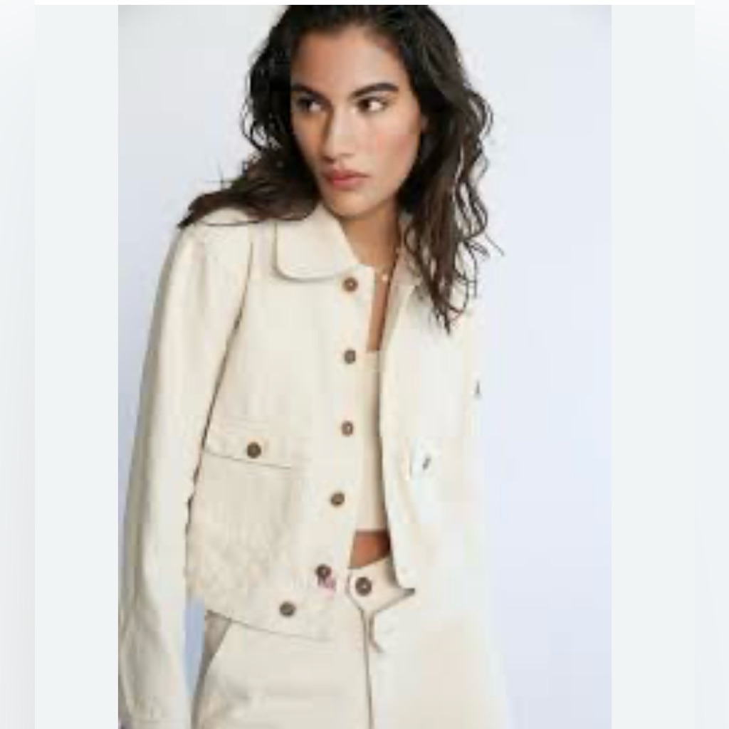 Daily Blue Cream Jean Jacket Size Large